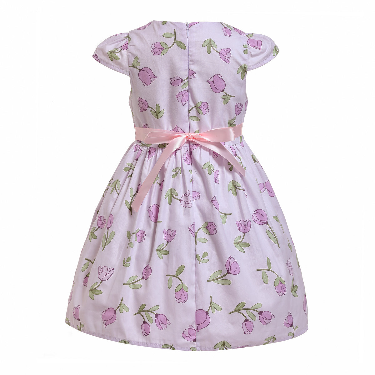 Girls Lilac Tulip Print Dress