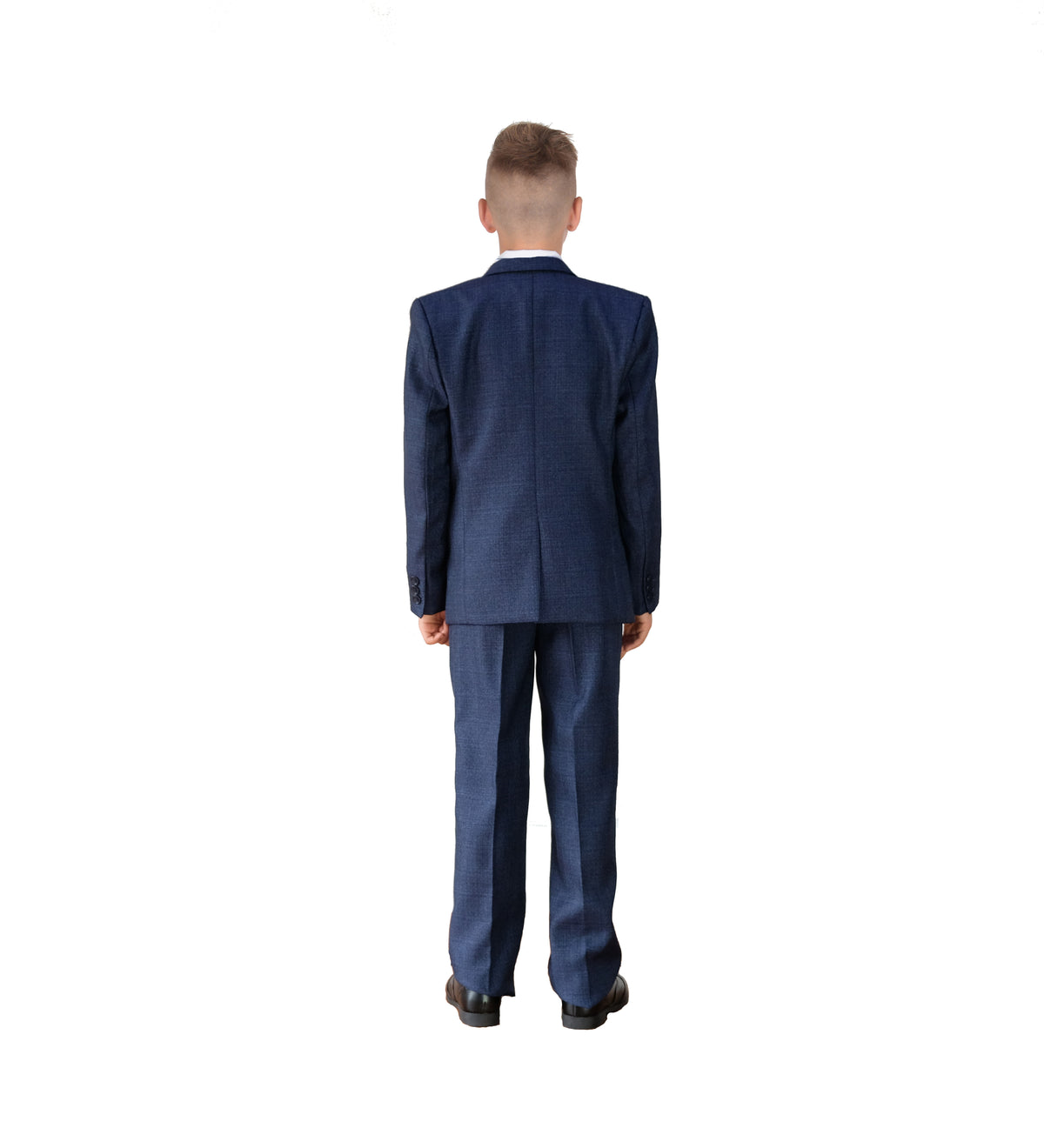 Boys Dark Navy Textured 5 Piece Suit – Page Boy, Wedding & Prom Suit with Waistcoat, Shirt & Tie – Age 2–15