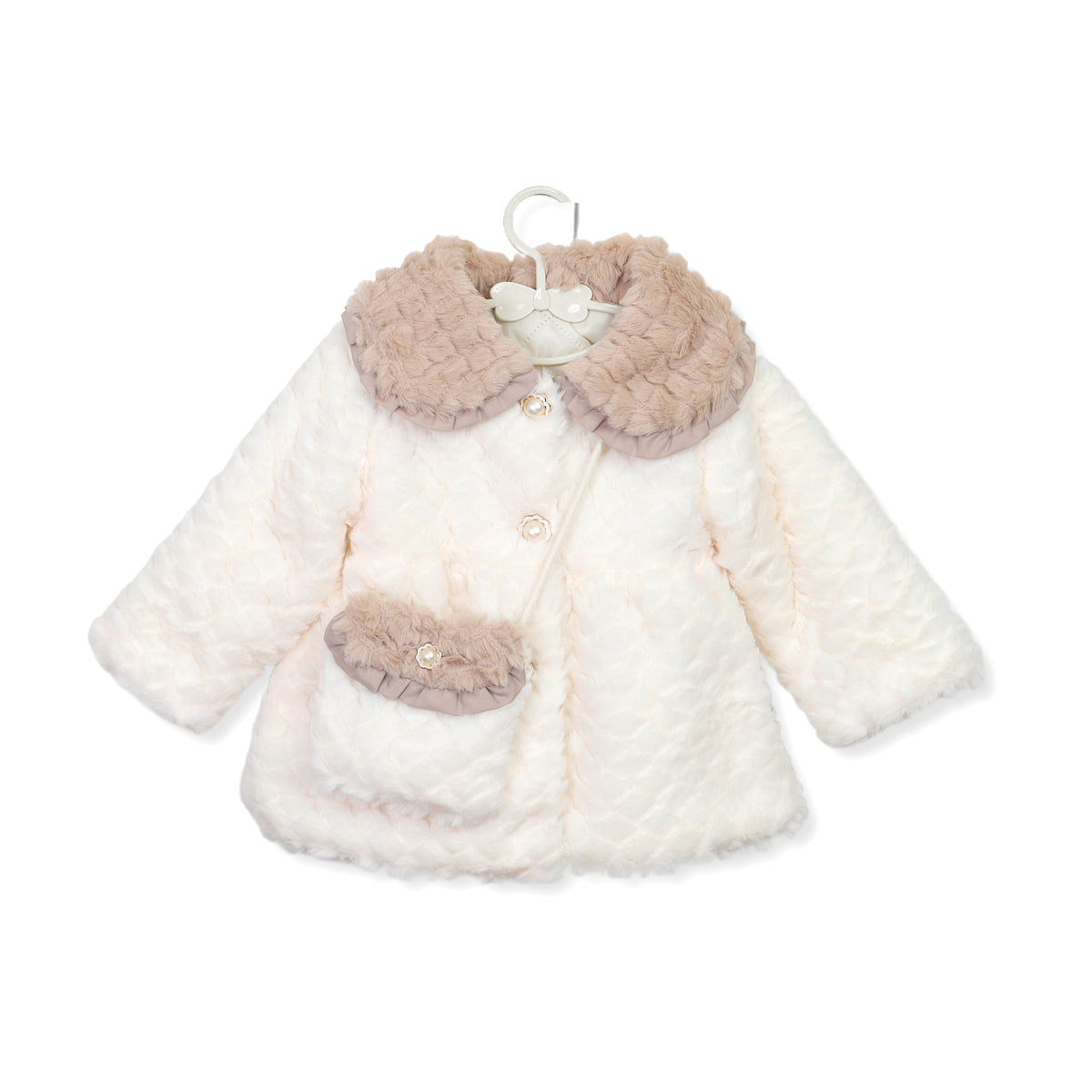 Girls Faux Fur Coat with Matching Bag