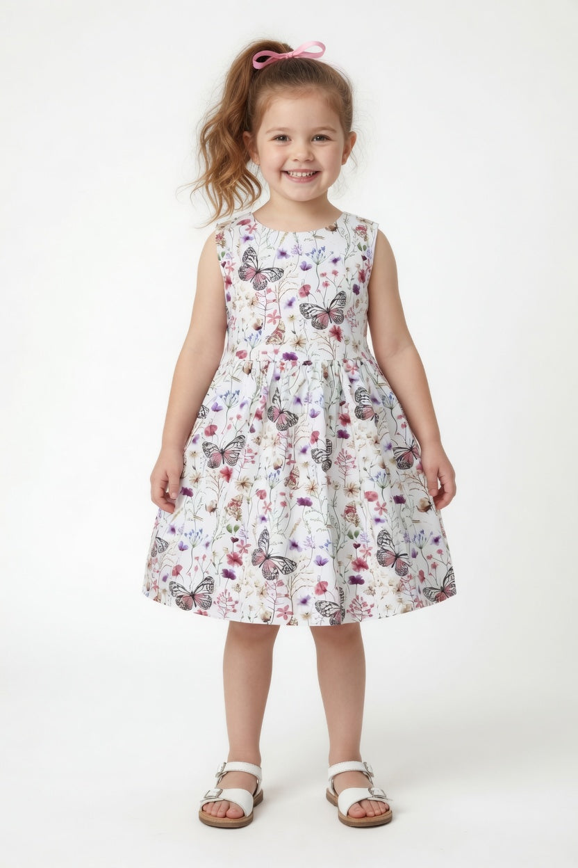 Girls Butterfly & Wildflower Print Dress