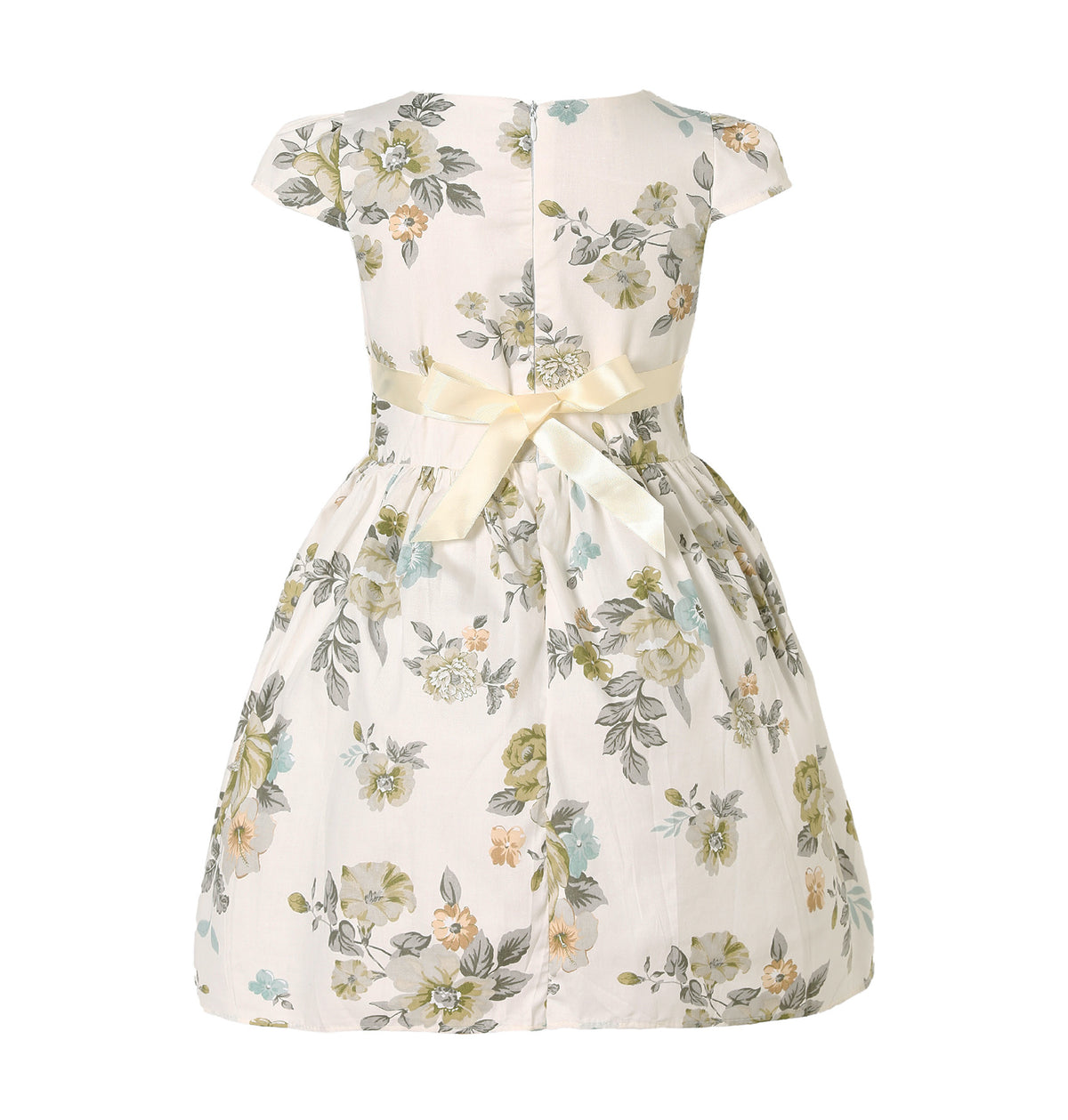 Girls Peony Print Cotton Dress