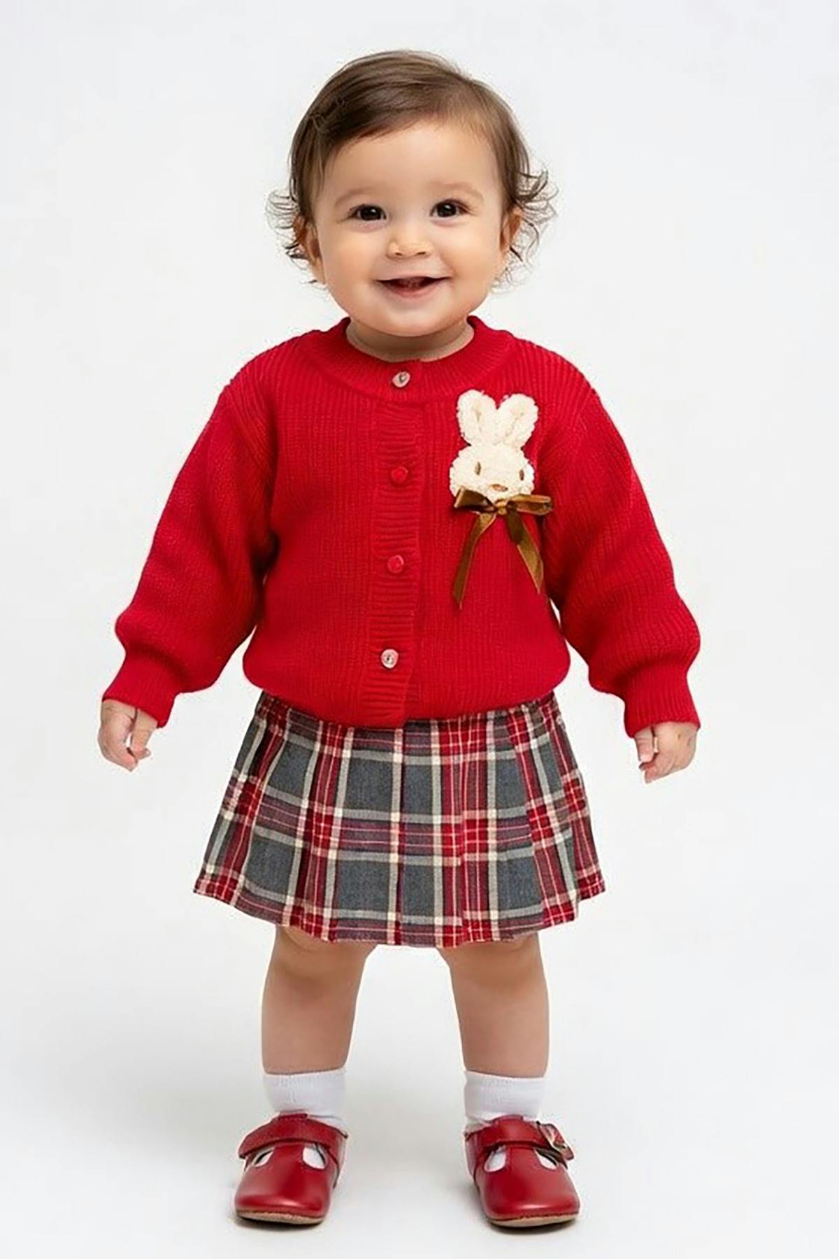 Bunny Cardigan and Skirt Set - Off White