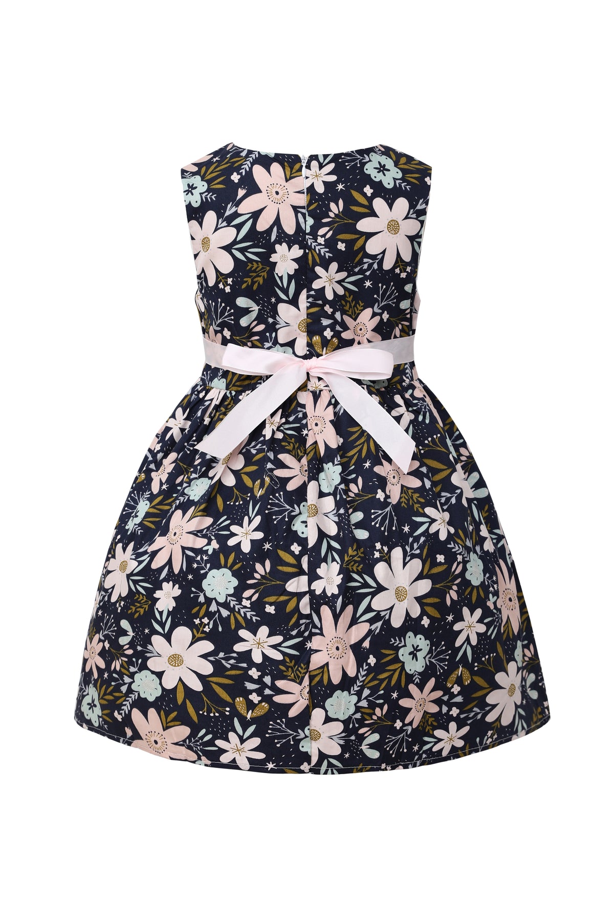 Girls Sleeveless Floral A-Line Dress