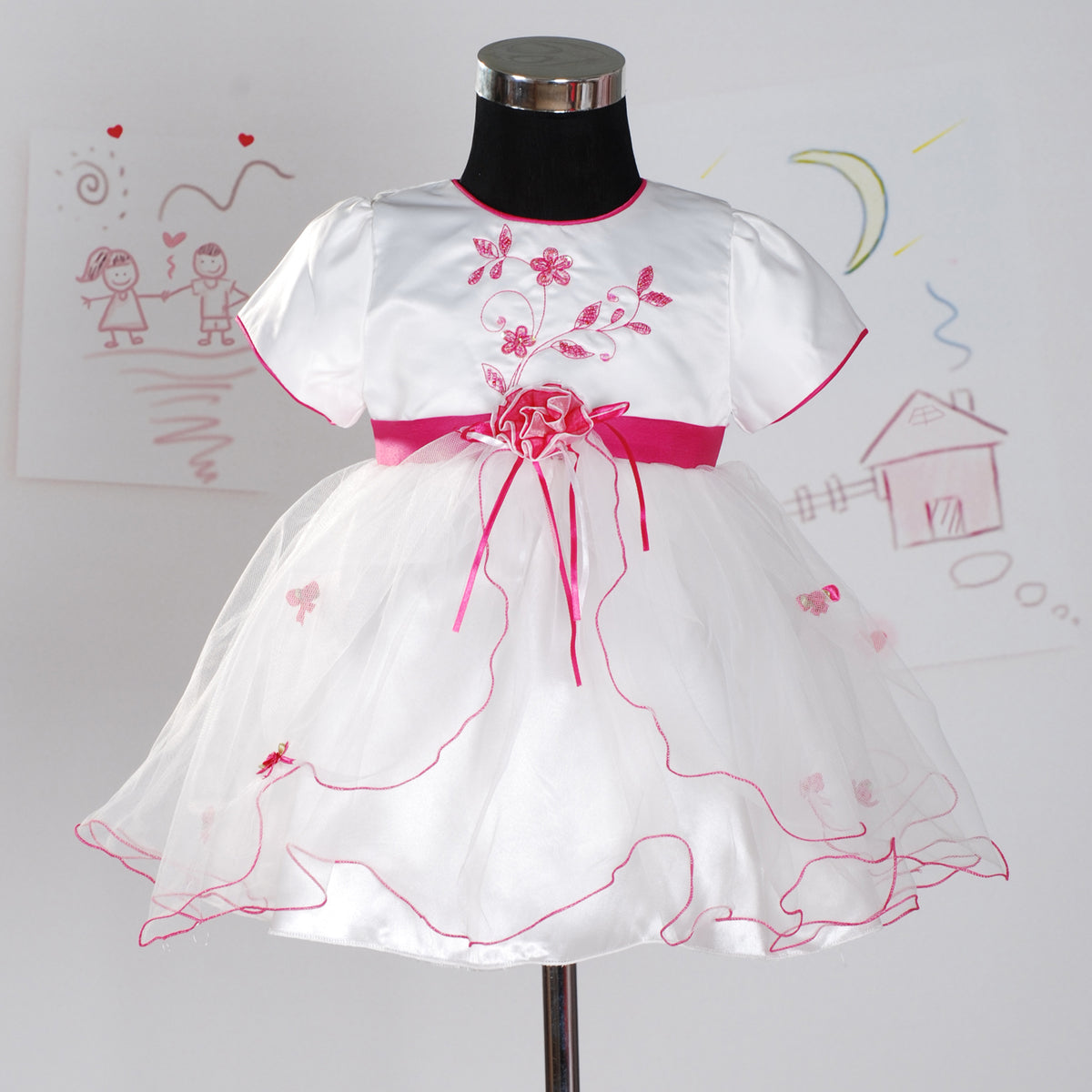Baby Girls Satin Embroidered Party Dress