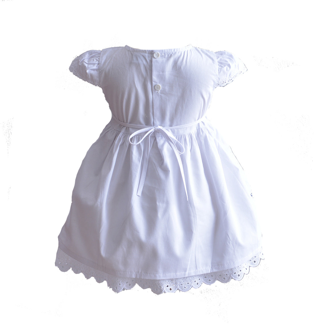 Baby Girls Embroidered Cotton Dress with Eyelet Trim