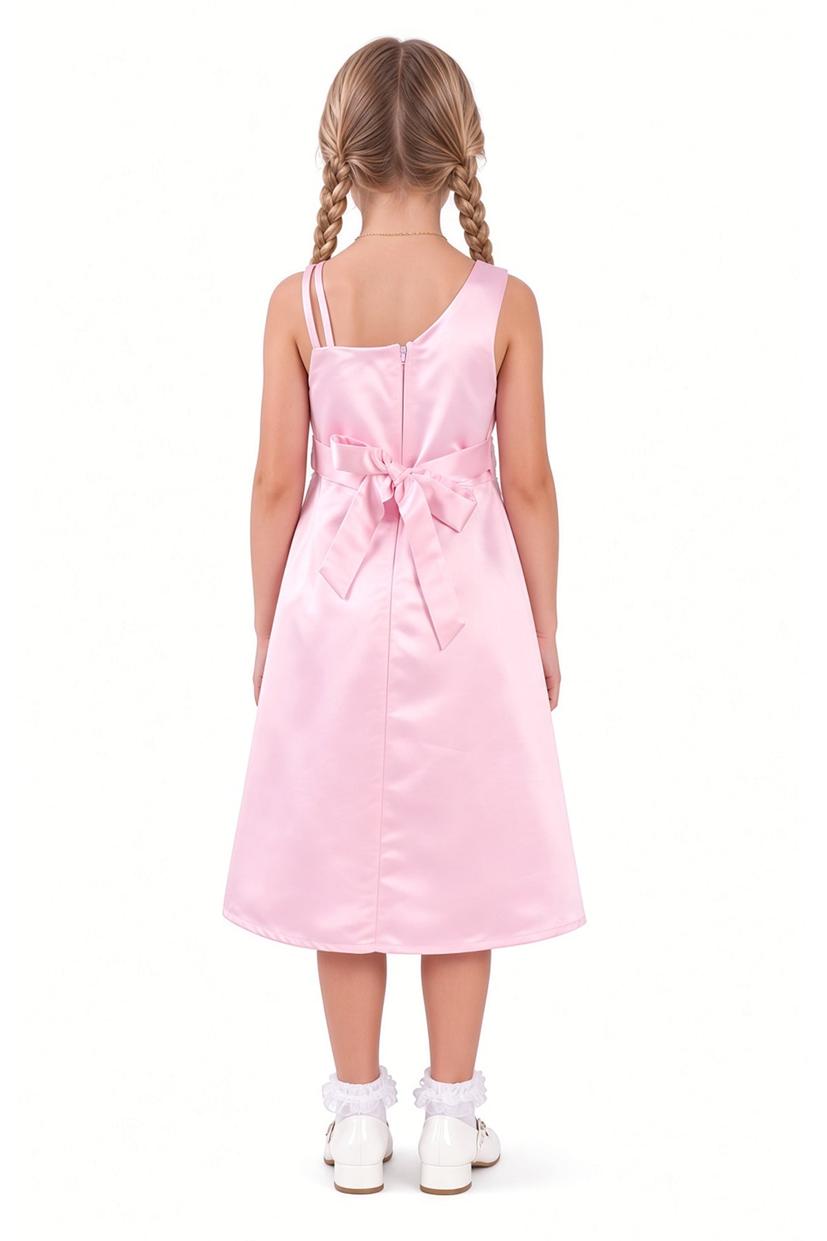 Satin One-Shoulder Floral Dress