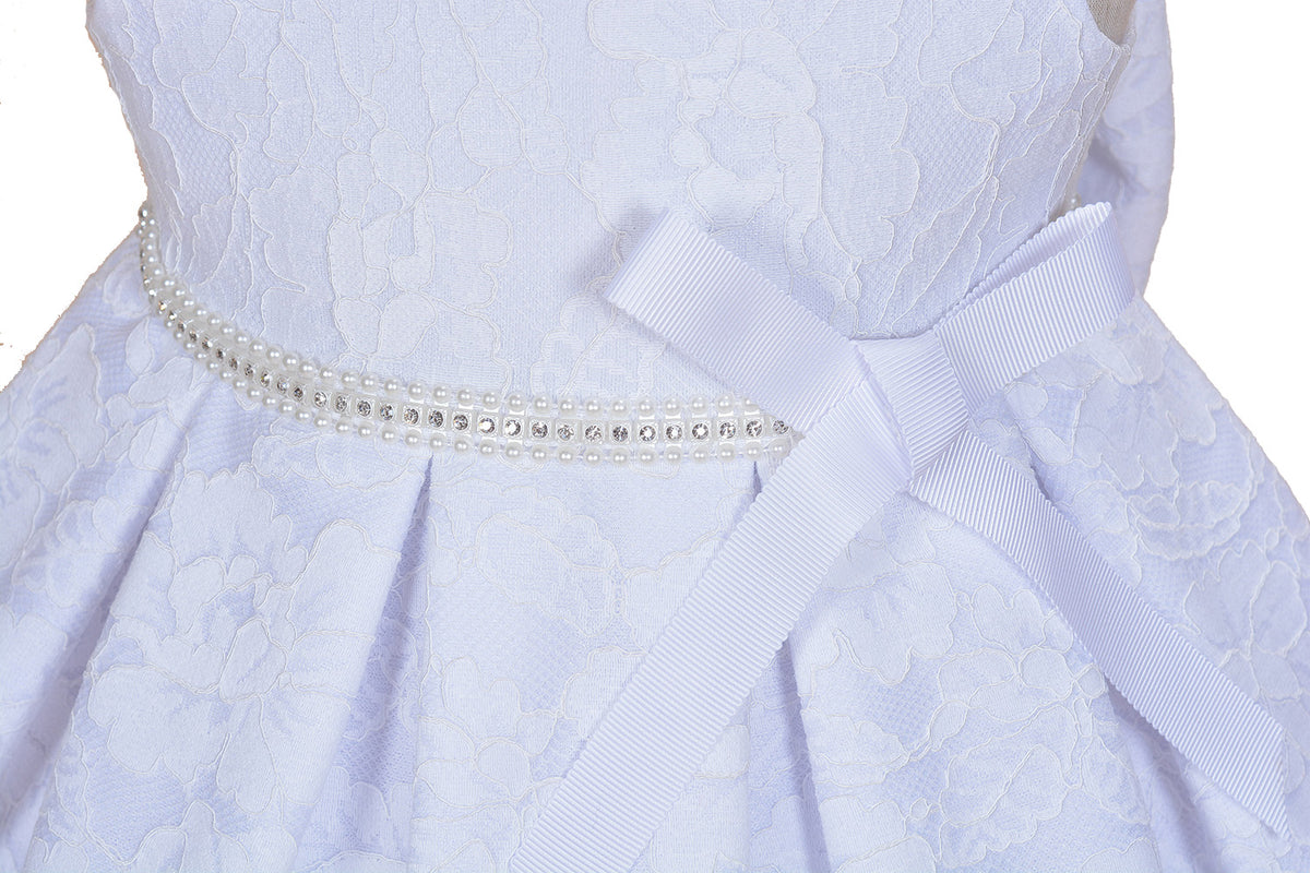 Floral Christening Party Dress with Bonnet