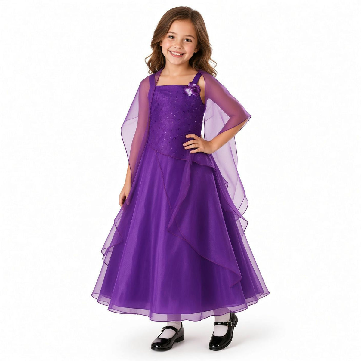 Dress with Shawl - White
