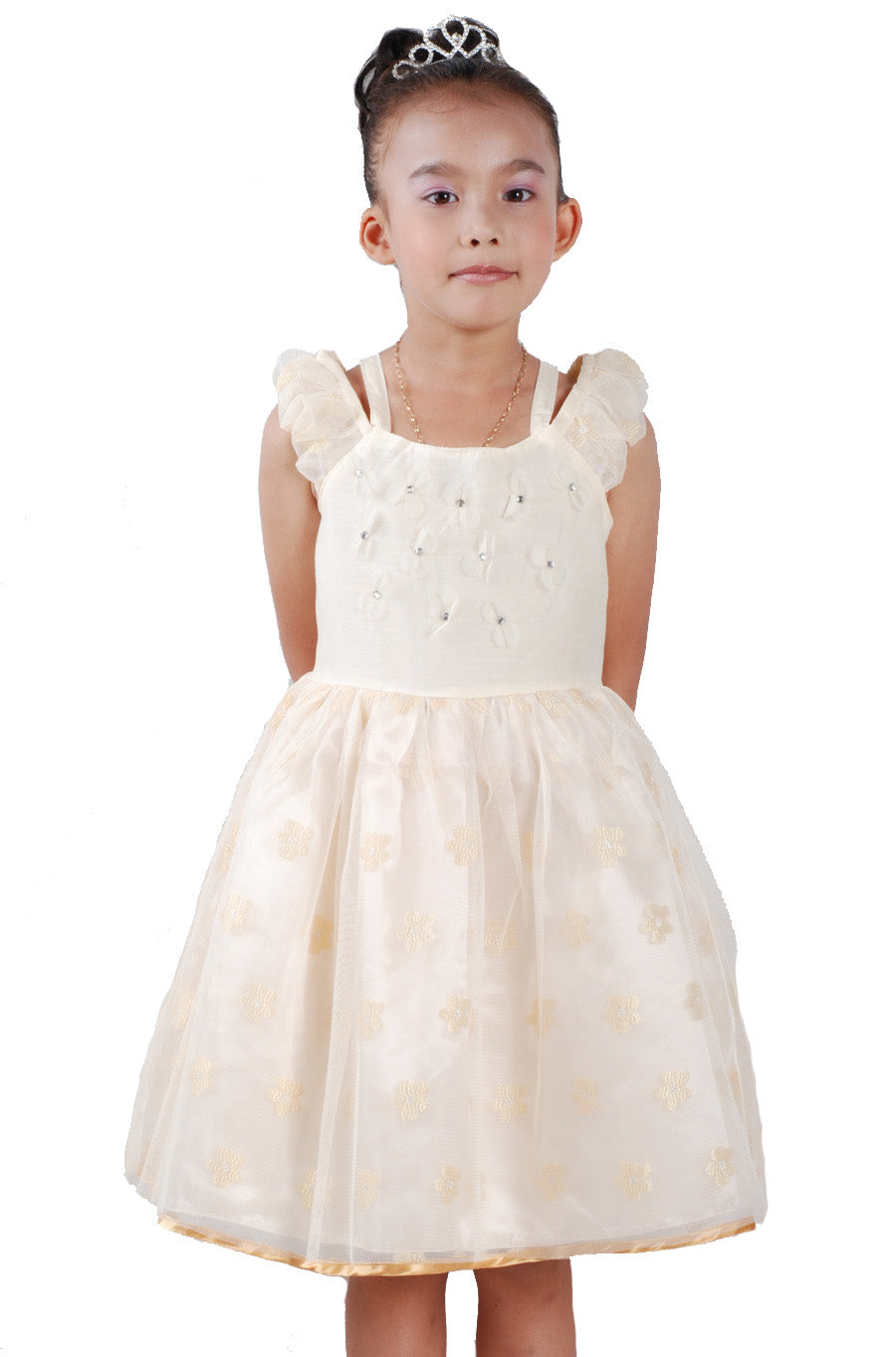 Girls Organza Floral Party Dress with Gem Bodice