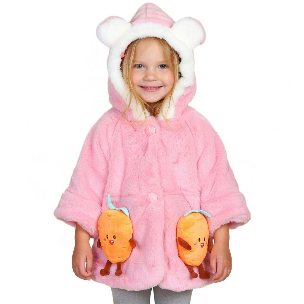 Soft faux fur Hooded Coat - Red