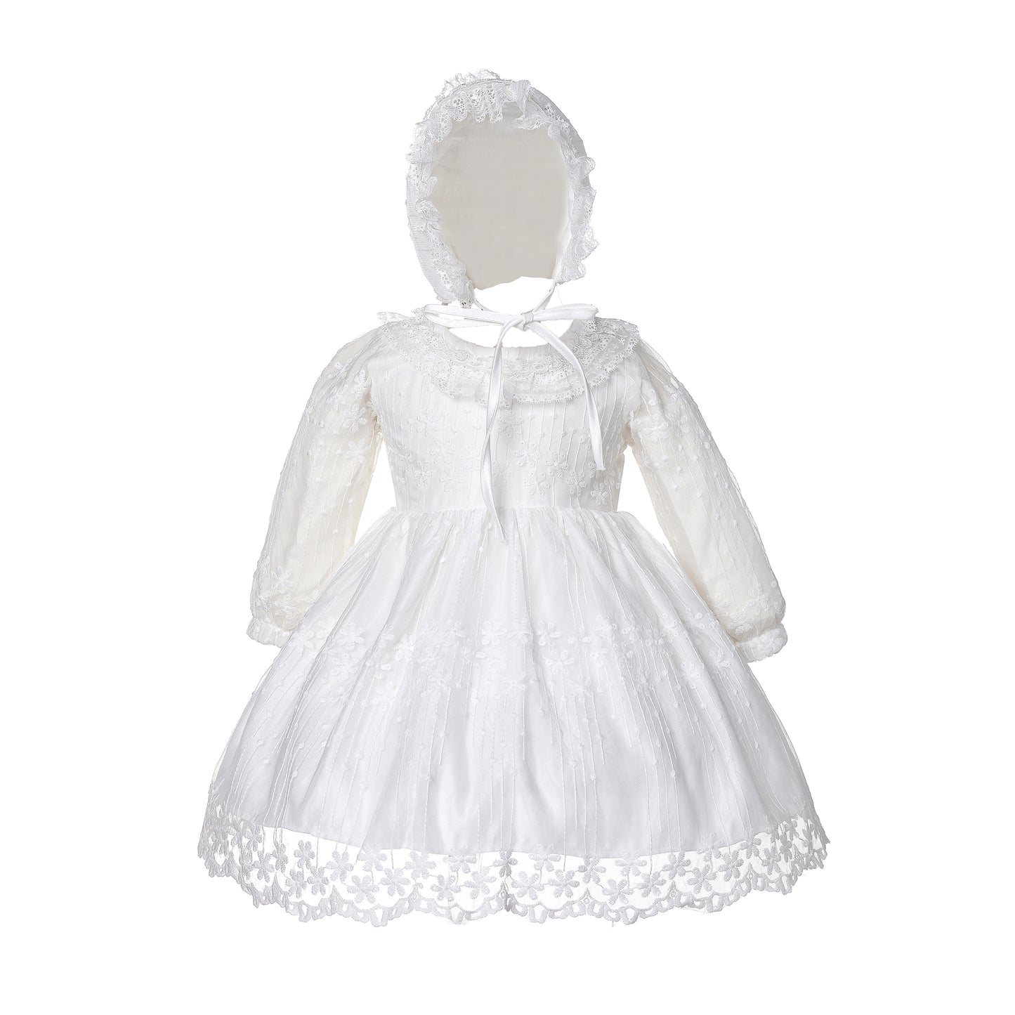 Lace Christening Party Dress and Bonnet