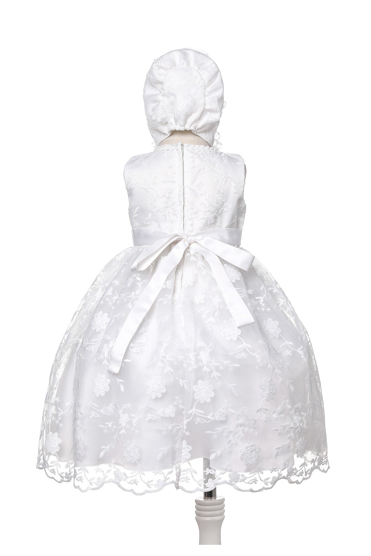 Lace Floral Christening Gown and Bonnet