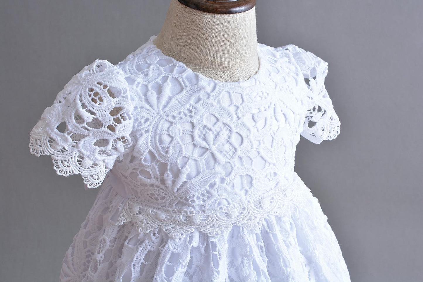 Lace Christening Gown with Bonnet