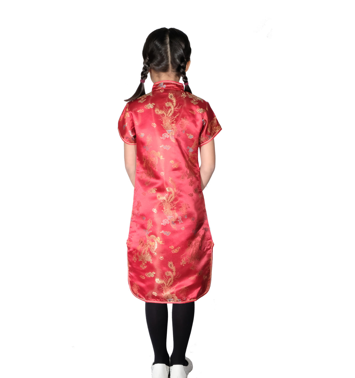 Girls Embroidered Dragon & Phoenix Cheongsam