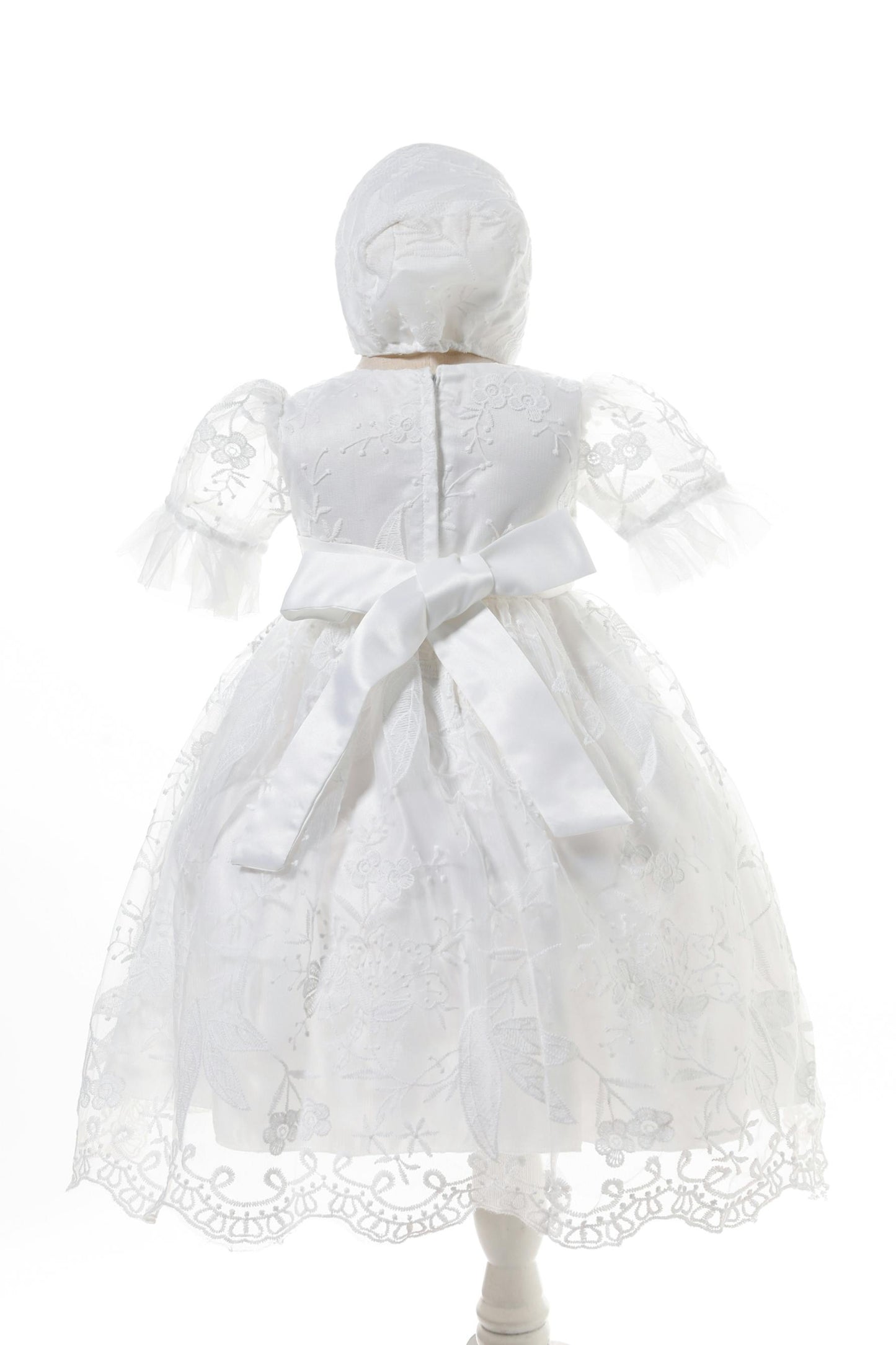 Floral Christening dress with bonnet