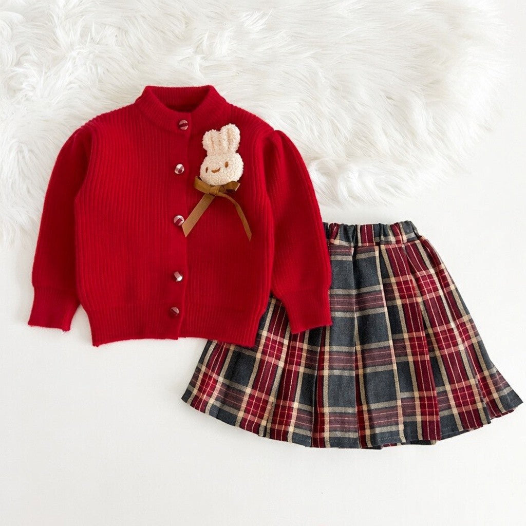 Bunny Cardigan and Skirt Set