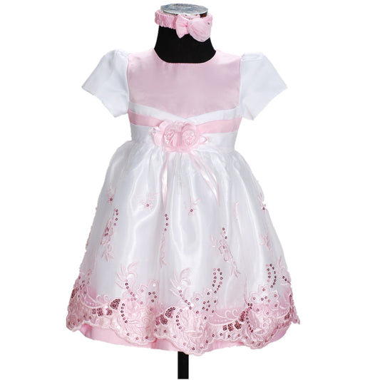 Sequin Floral Dress with Headband Set