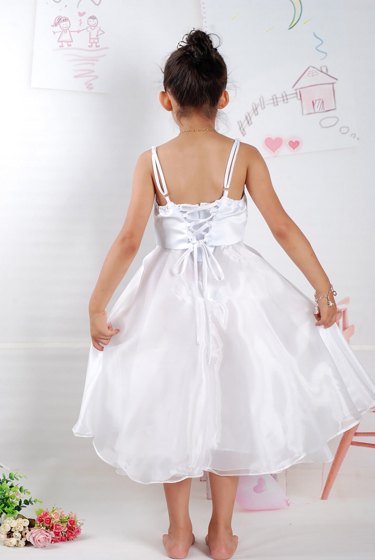 2 Tone White Party Bridesmaid Dress with Shawl