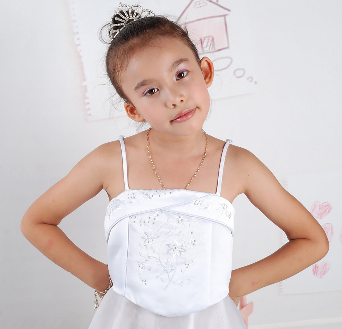 2 Tone White Party Bridesmaid Dress with Shawl