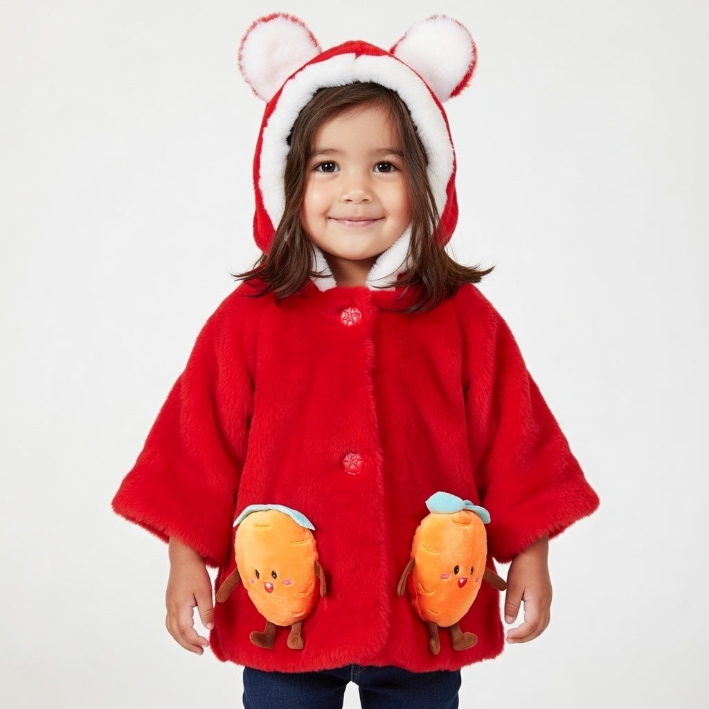 Girls Faux Fur Hooded Coat