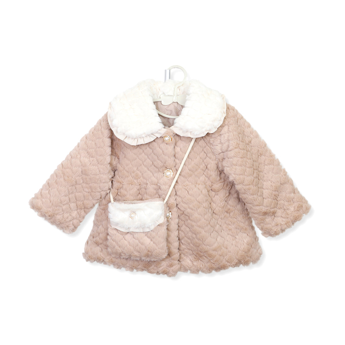 Girls Faux Fur Coat with Matching Bag