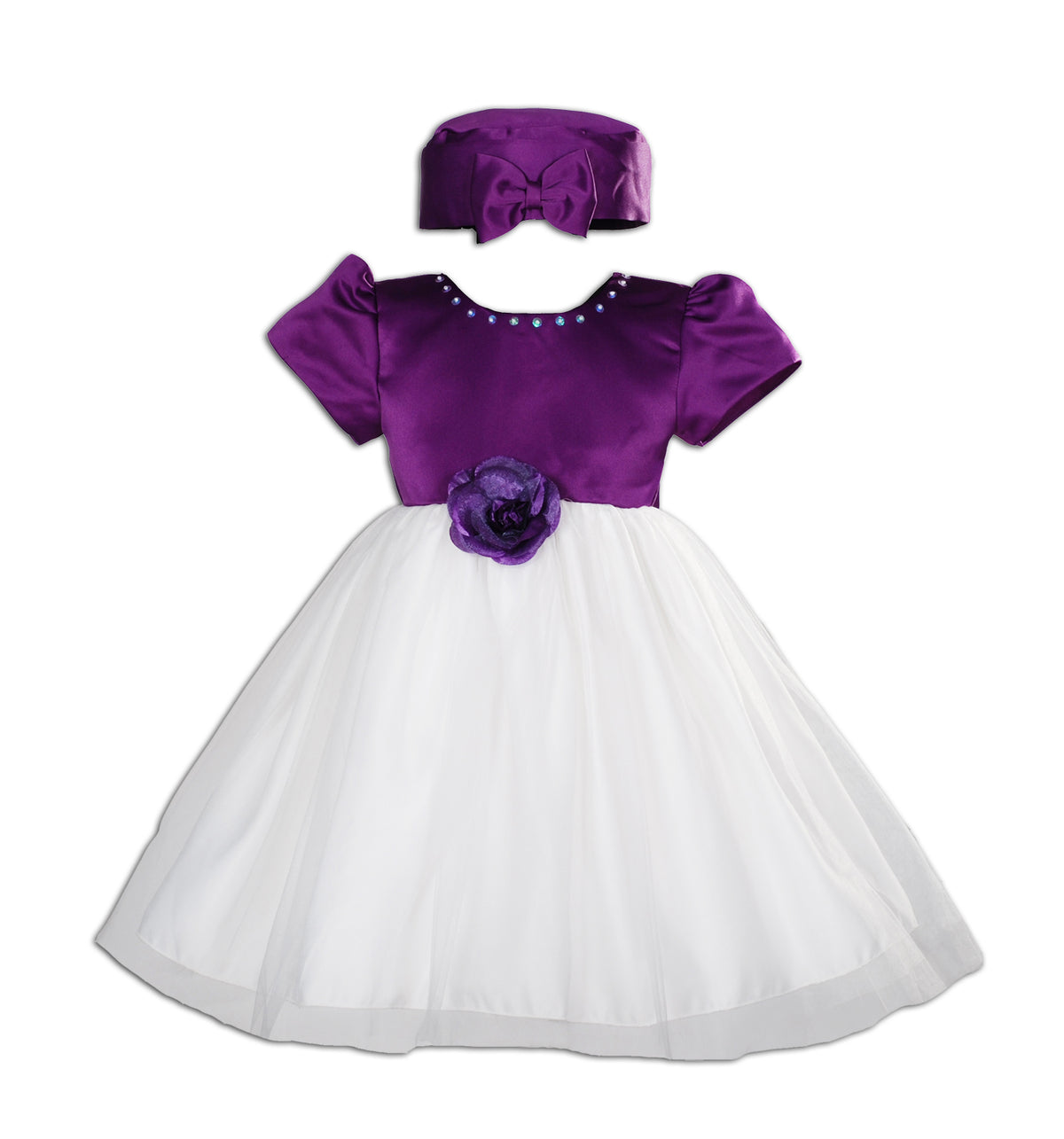 Baby Girls Sequin Neckline Party Dress with Hat