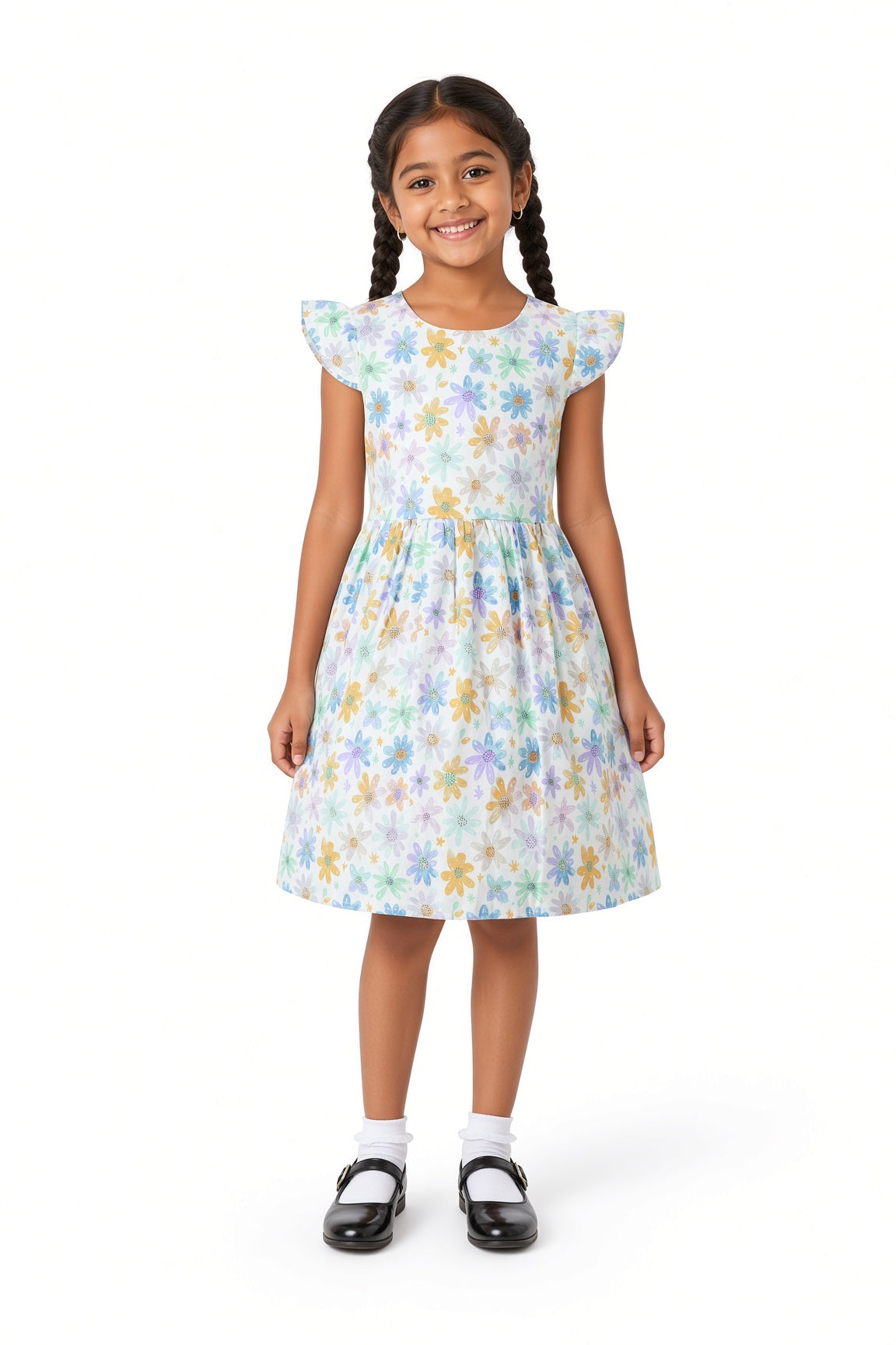 Floral Flutter Sleeve Dress