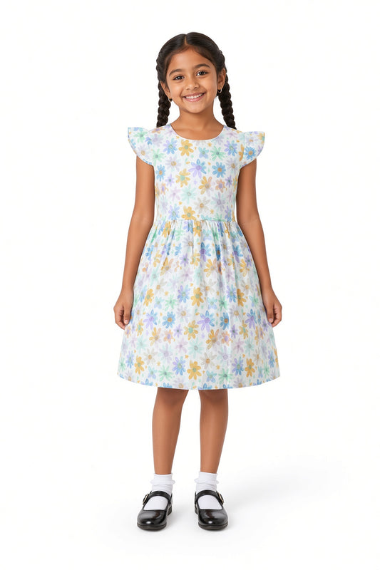 Floral Flutter Sleeve Dress