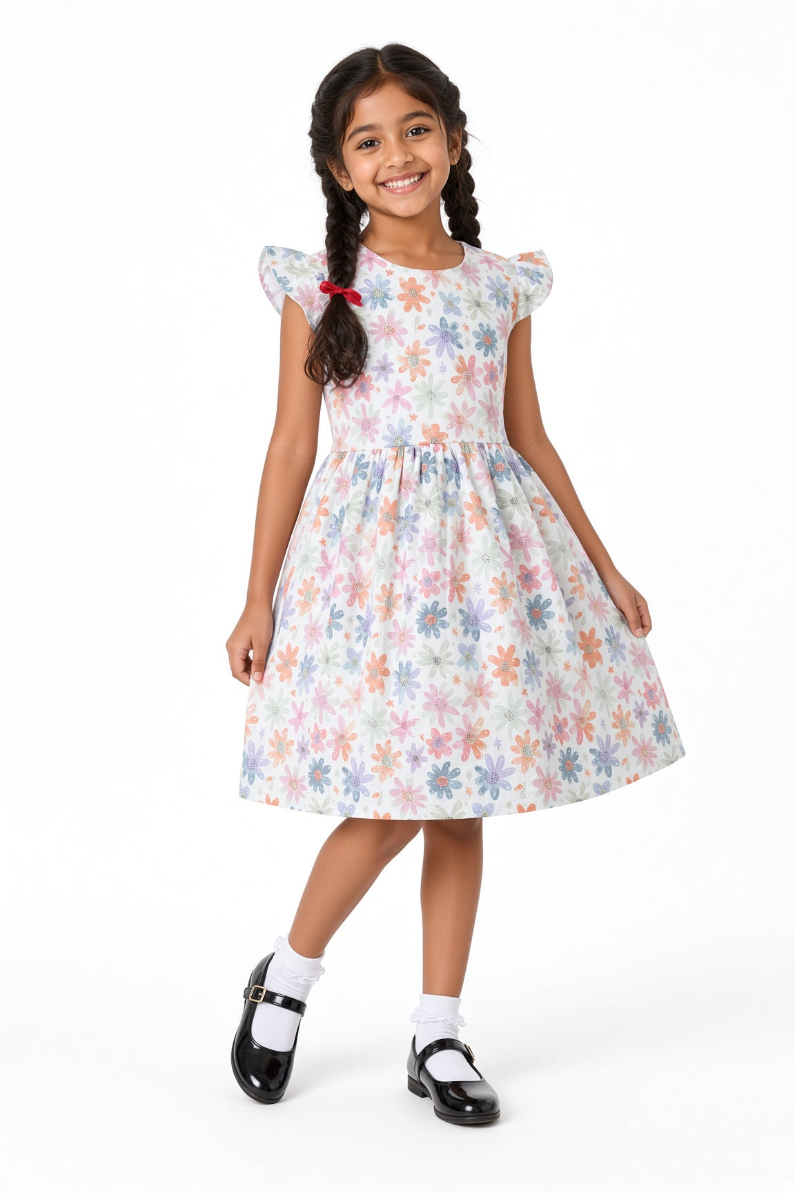Floral Flutter Sleeve Dress