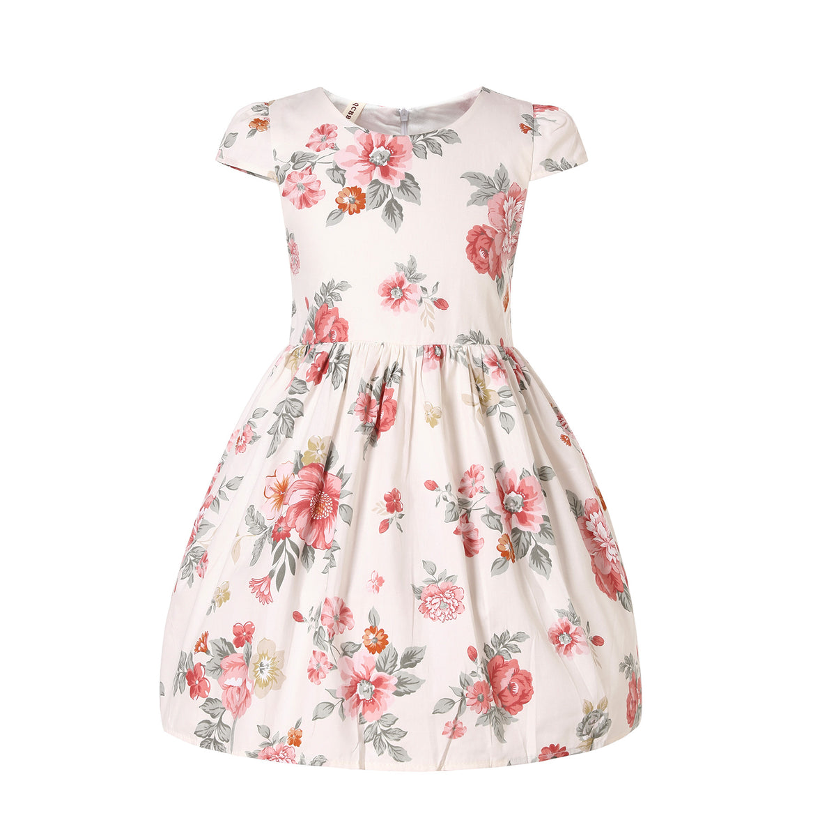 Girls Peony Print Cotton Dress