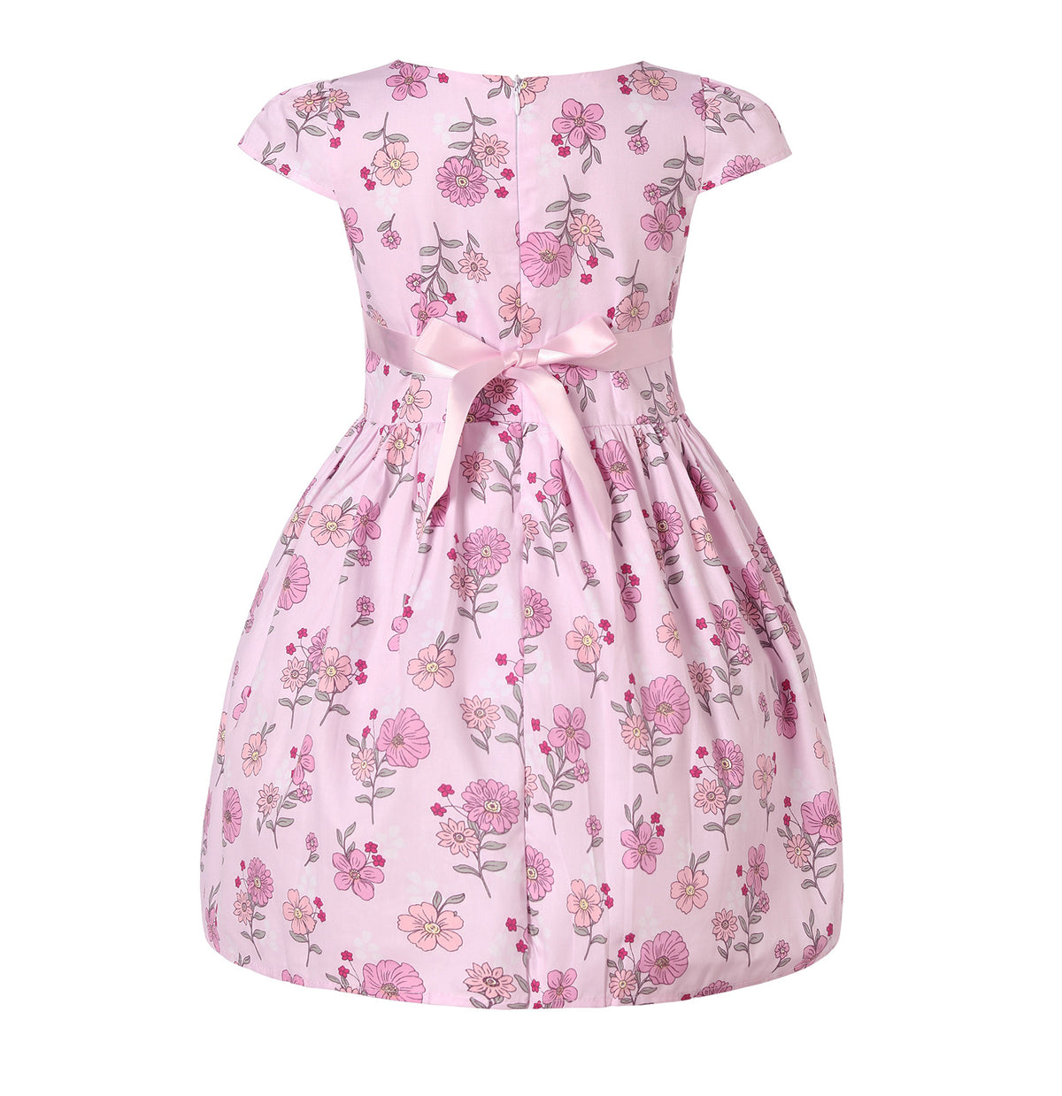 Girls Blue & Pink Floral Cotton Dress