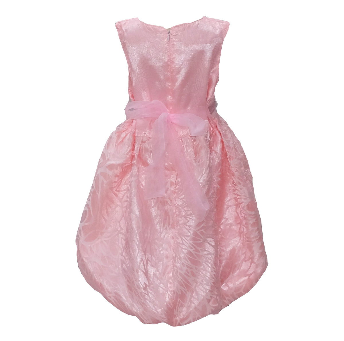 Girls Satin & Organza Party Dress with Flowers