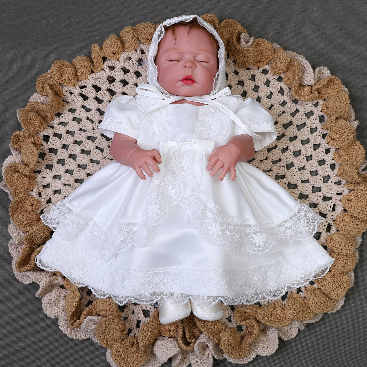 Lace Christening Dress and Bonnet