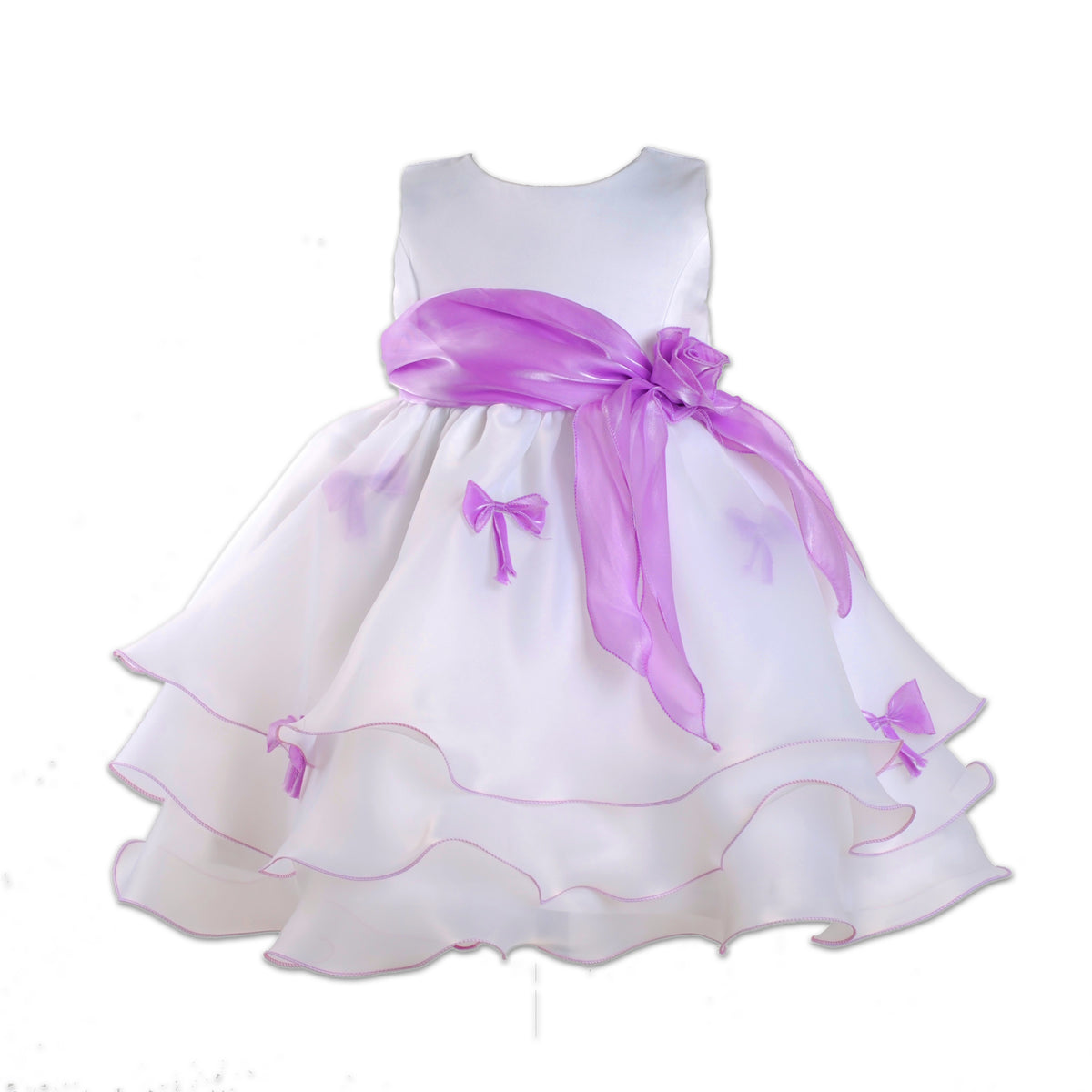 Baby Girls Satin Layered Party Dress with Bows