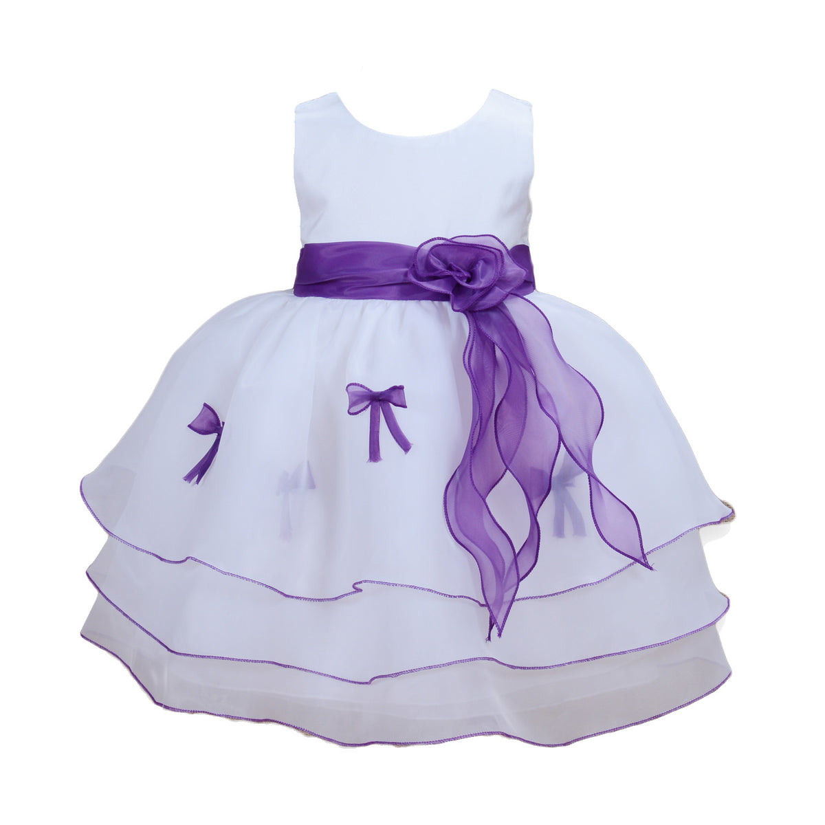 Baby Girls Satin Layered Party Dress with Bows