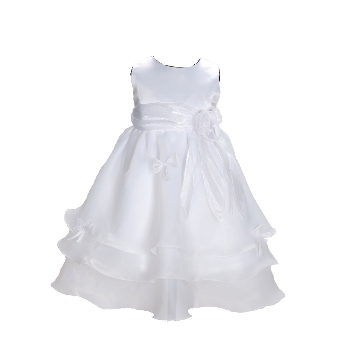 Baby Girls Satin Layered Party Dress with Bows