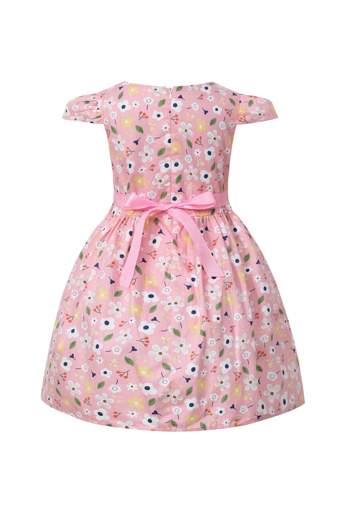 Girls Floral Cap Sleeve Summer Dress