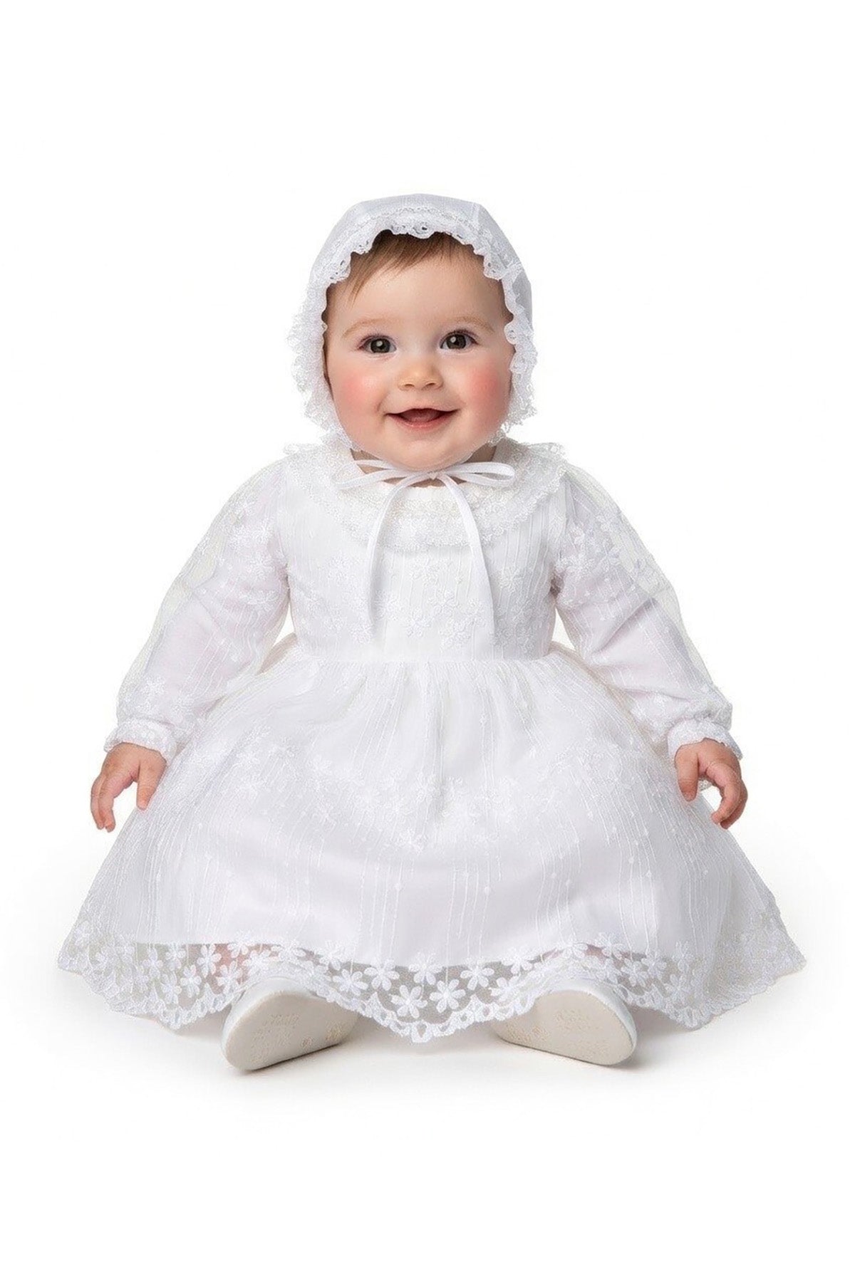 Lace Christening Party Dress and Bonnet