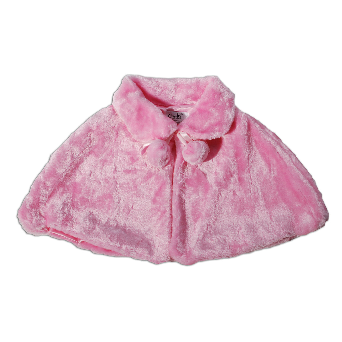 Girls Faux Fur Cape with Pom Pom Bow