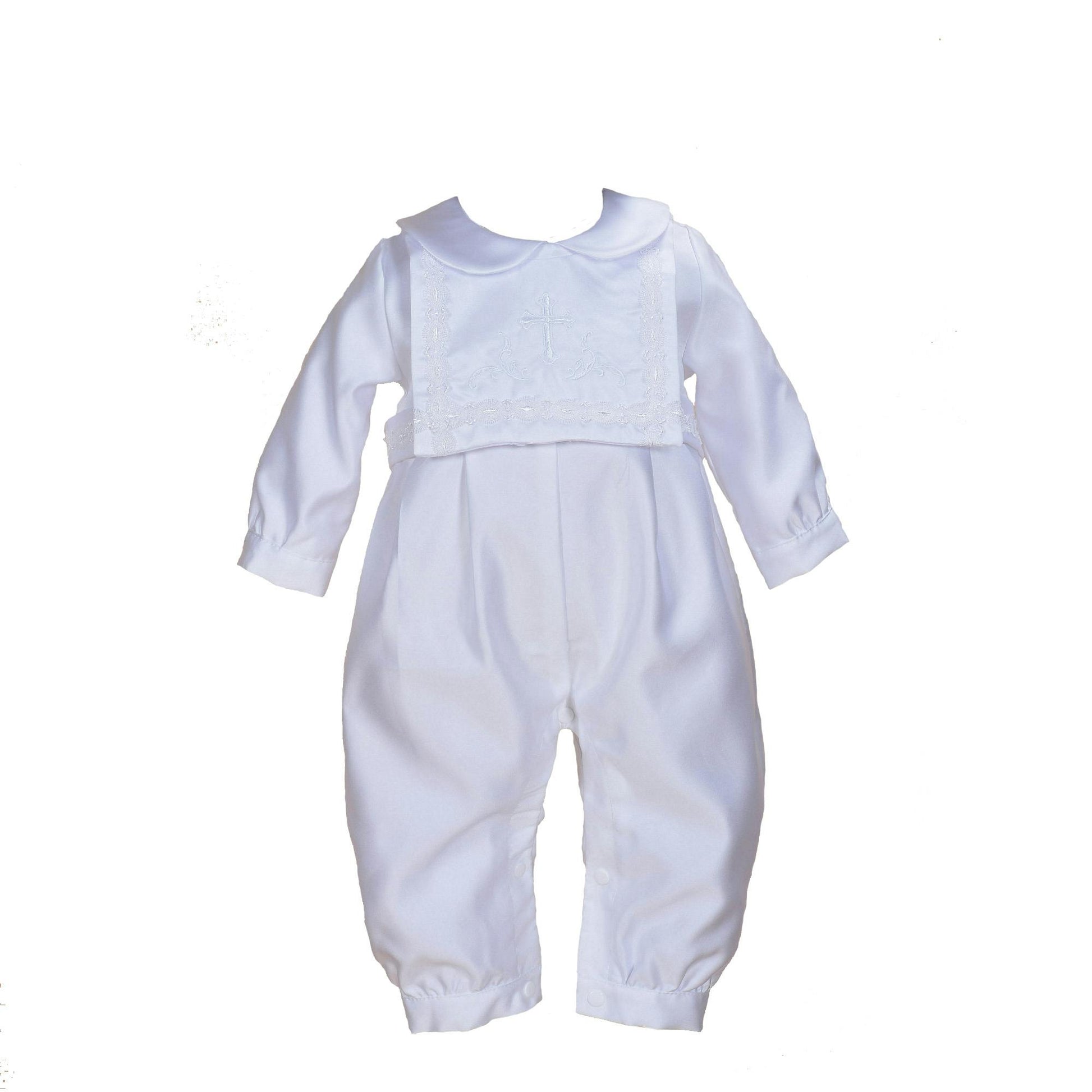 Christening Romper Set with Hat and Bib