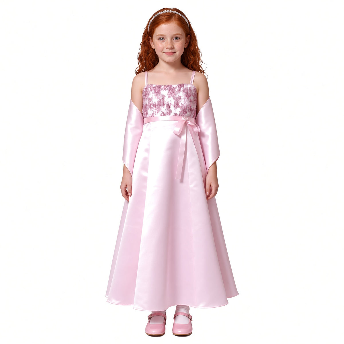Satin Bridesmaid Dress with Shawl