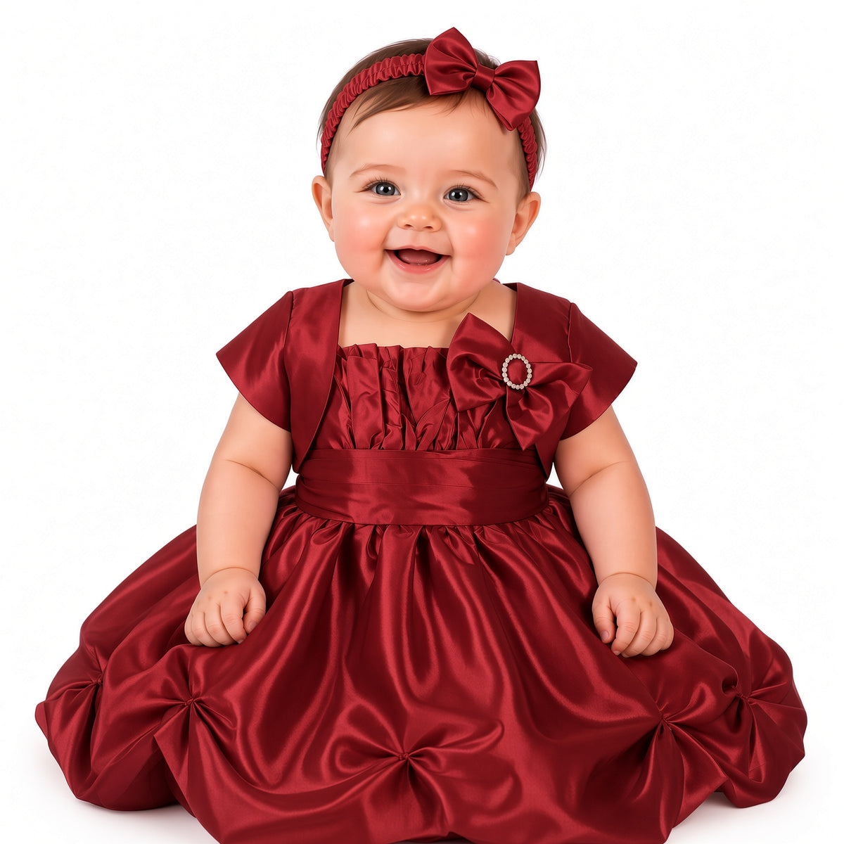 Baby Girls Party Dress Set with Bloomers & Bolero