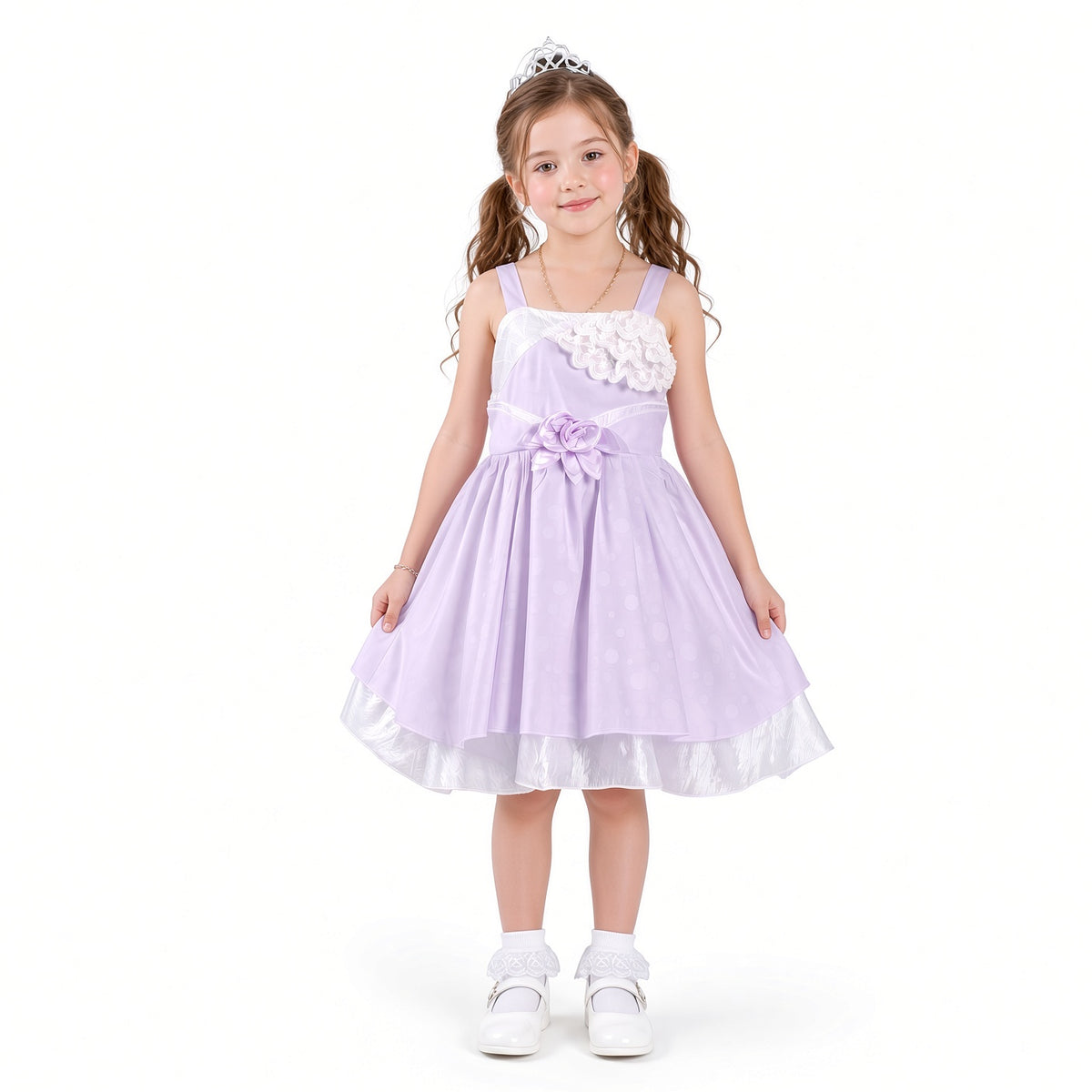 Girls Floral Net Party Dress