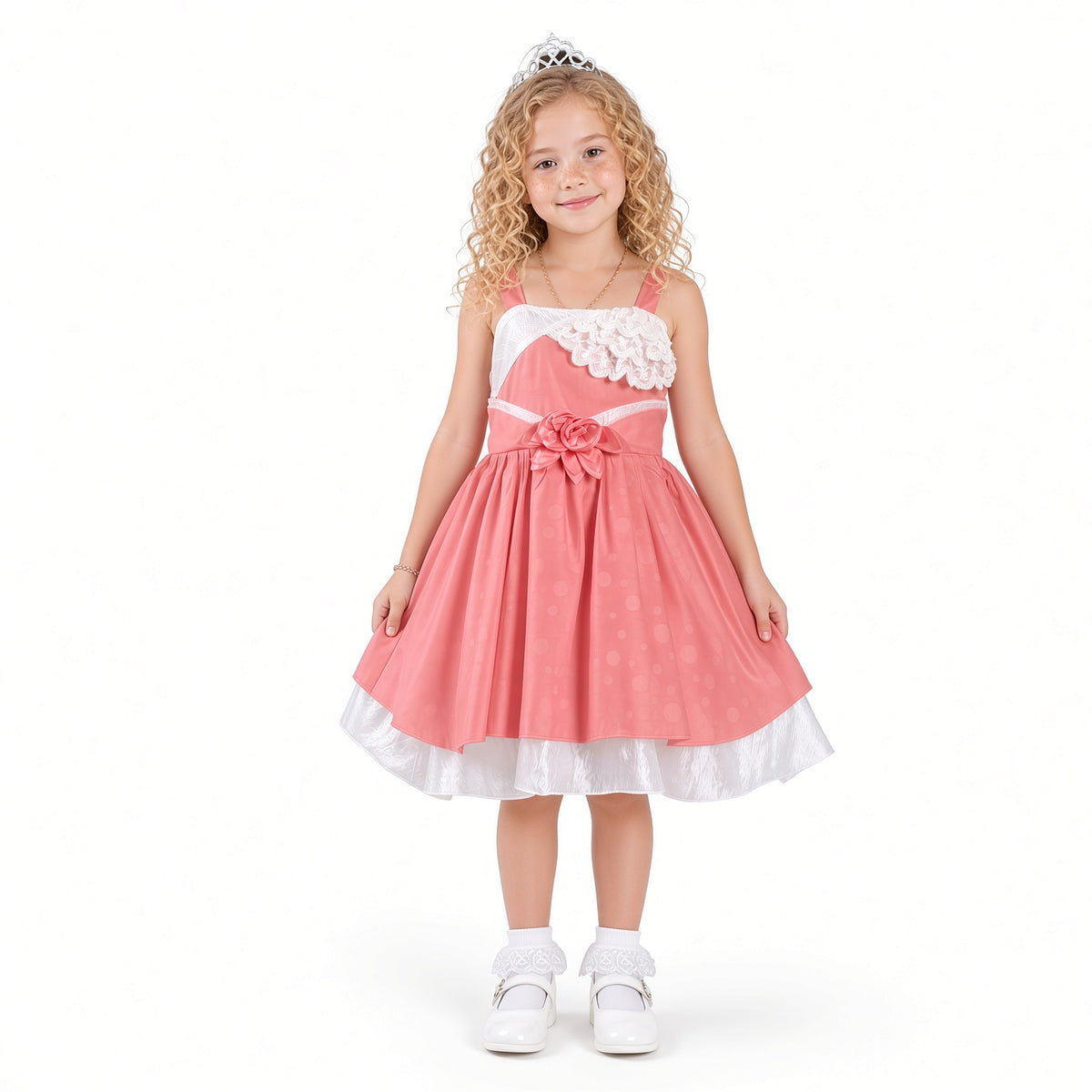 Girls Floral Net Party Dress