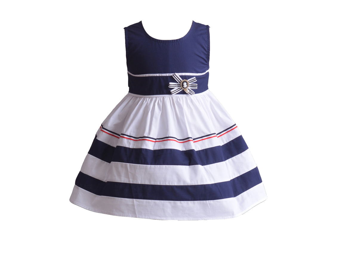 Girls Cotton Hooped Summer Dress with Bow