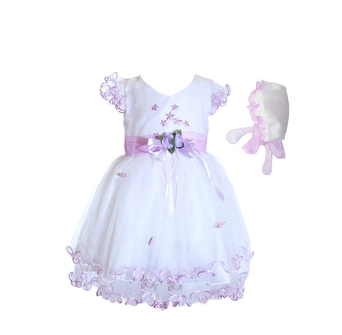 Christening Party Dress with Bonnet