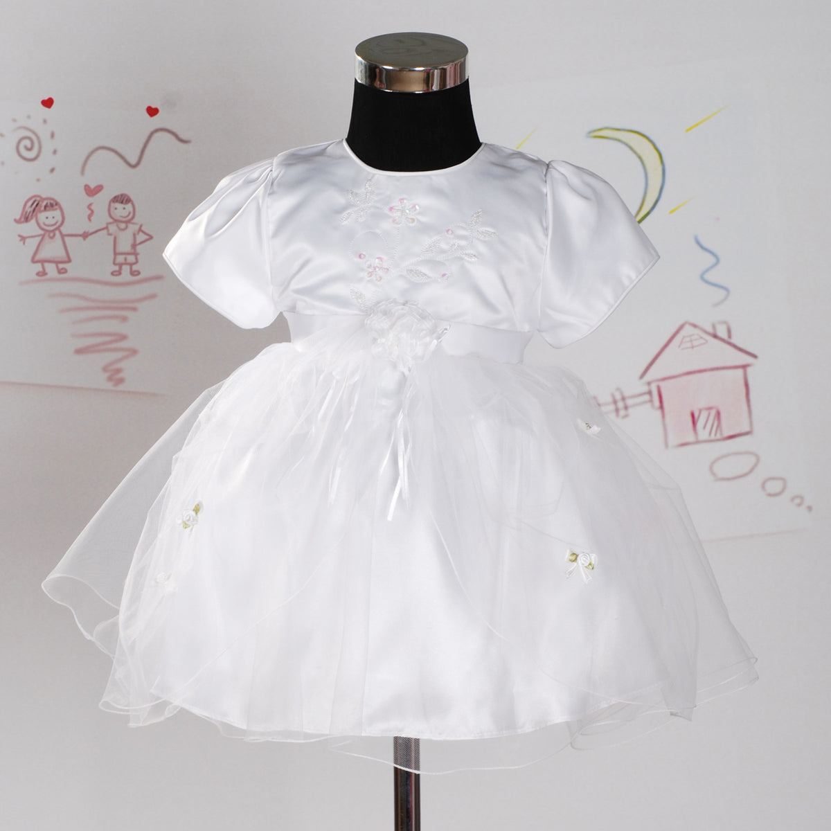 Baby Girls Satin Embroidered Party Dress