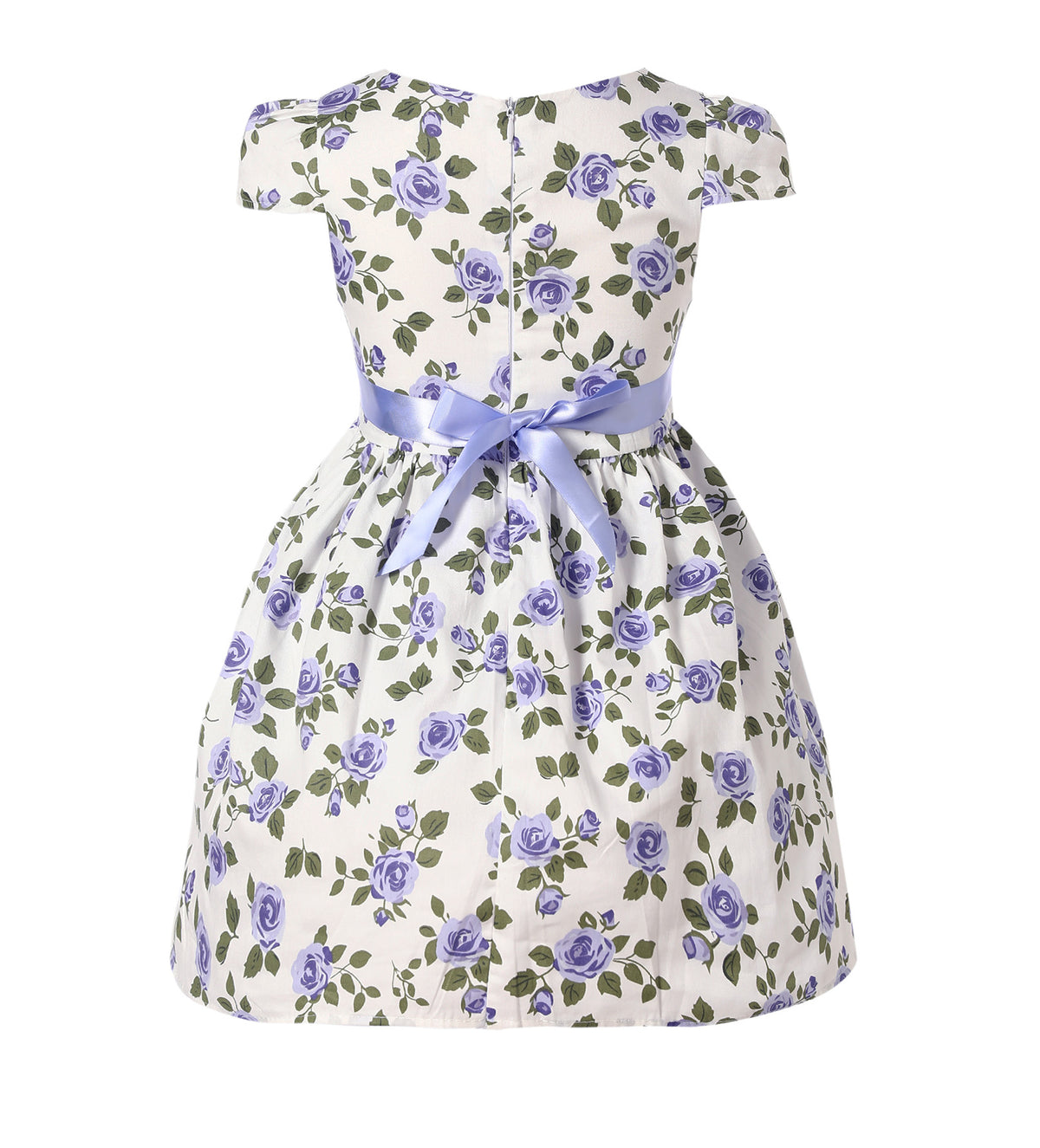 Girls Pink & Blue Rose Print Dress
