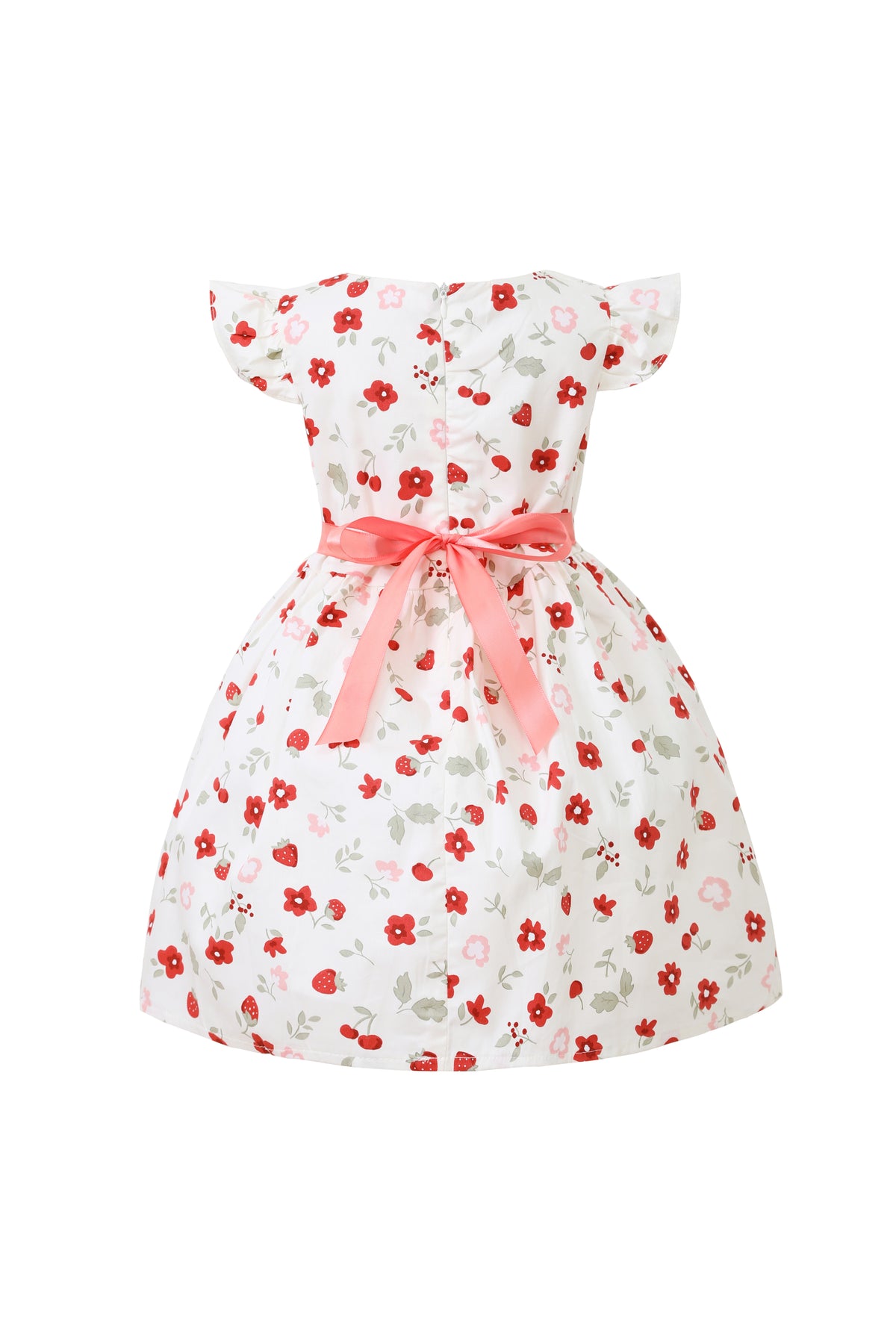 Girls Floral Flutter Sleeve Twirl Dress