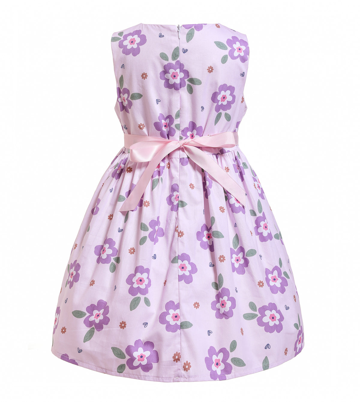 Girls Lilac Floral Cotton Dress